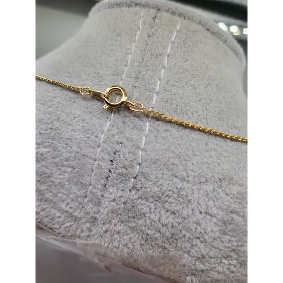 Vintage Silk Thread Pendant Necklace Blue Gold Tone Oval 24in Chain Filigree - Picture 10 of 10